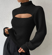 Pullover cuello alto con abertura