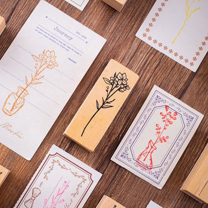 Set de sellos decorativos con diseños de flores