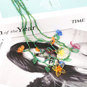 Collar floral acrílico multicolor