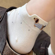 Calcetas tobilleras con bordado de perrito - Dressygt