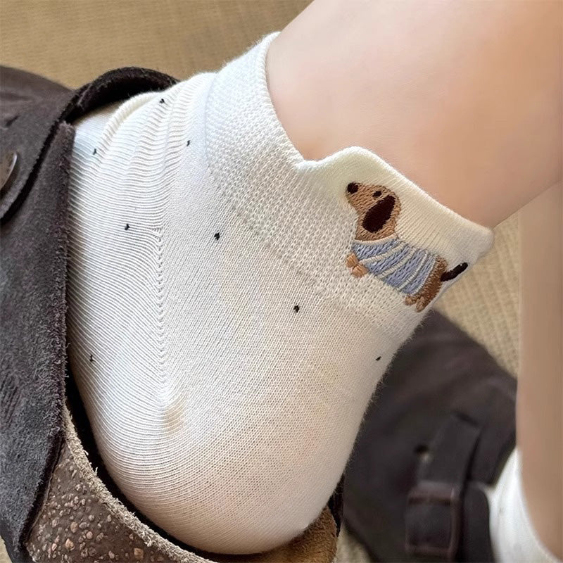 Calcetas tobilleras con bordado de perrito - Dressygt