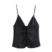 Blusa corta sin mangas escote con lazos - Dressygt