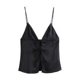 Blusa corta sin mangas escote con lazos