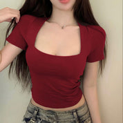 Blusa ajustada con escote cuadrado - Dressygt