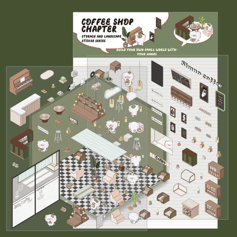 Stickers kawaii de paisaje 3D