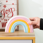 Alcancía de cerámica en forma de arcoíris