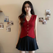 Blusa estilo chaleco con detalles dorados - Dressygt