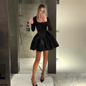 Vestido de manga larga con falda globo