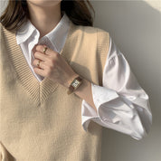 Chaleco tejido casual, cuello V