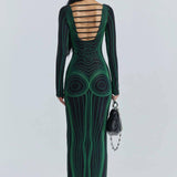 Vestido largo de manga larga stretch con silueta