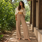 Pantalón tipo palazzo con cintura ajustable