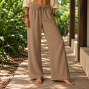 Pantalón tipo palazzo con cintura ajustable