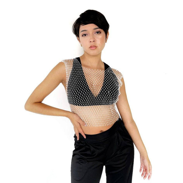 Blusa de red con brillos