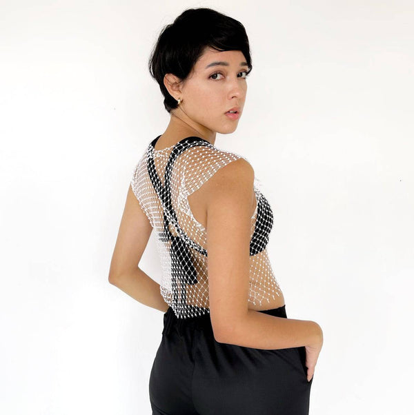Blusa de red con brillos