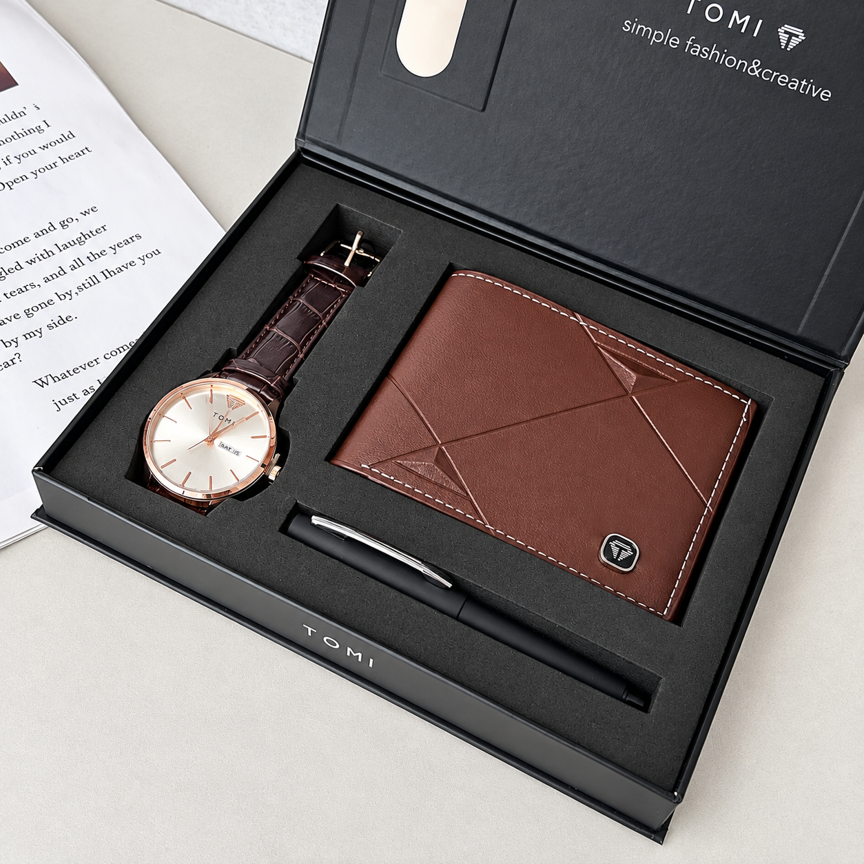 Set de reloj TOMI para hombre con billetera y lapicero - Dressygt