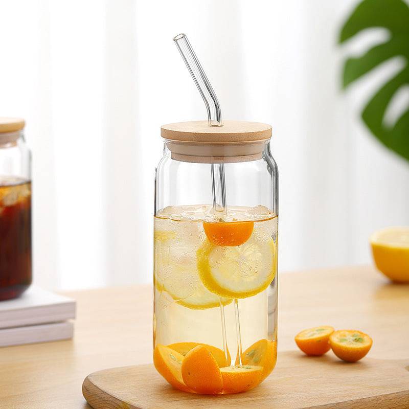 Vaso de Vidrio Ecológico con Tapadera de Bambú - Dressygt