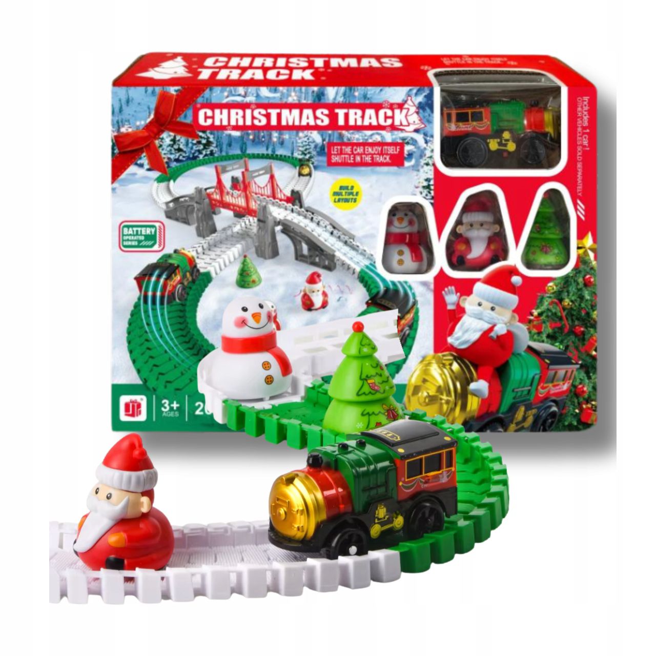 Tren navideño con pista eléctrica
