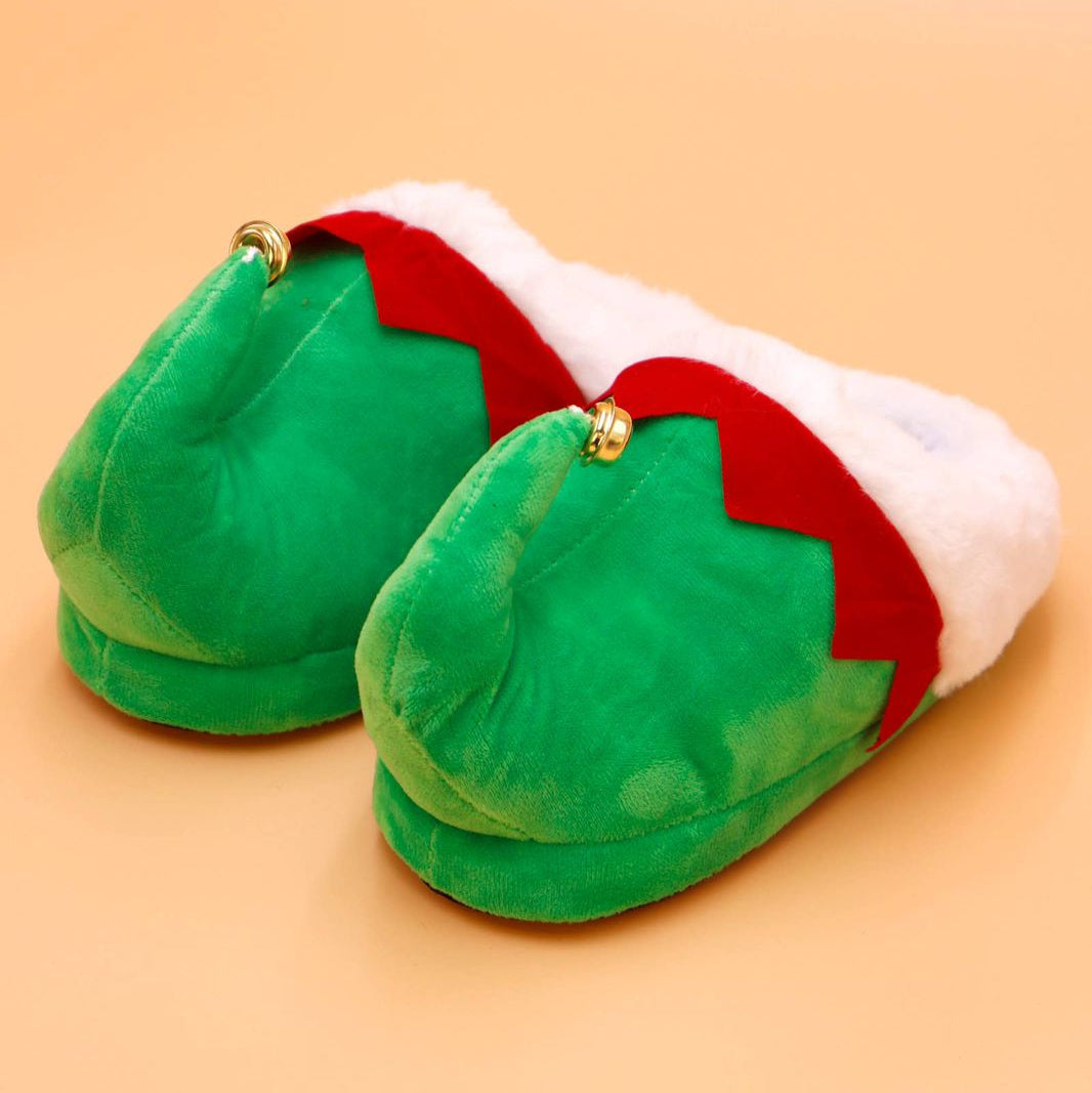 Pantuflas navideñas de elfo con cascabel