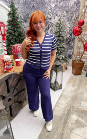 Conjunto de dos piezas con cárdigan manga corta