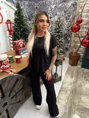 Conjunto comfy manga corta y pantalón palazzo