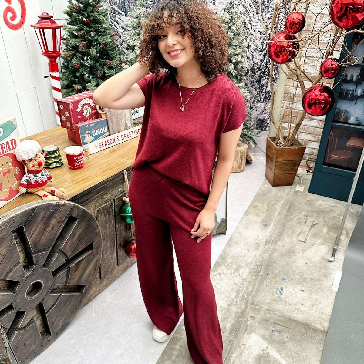 Conjunto comfy manga corta y pantalón palazzo