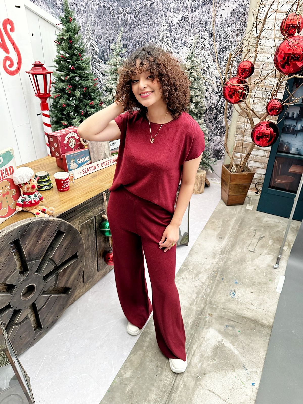 Conjunto comfy manga corta y pantalón palazzo