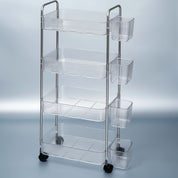 Carrito organizador transparente de 4 niveles