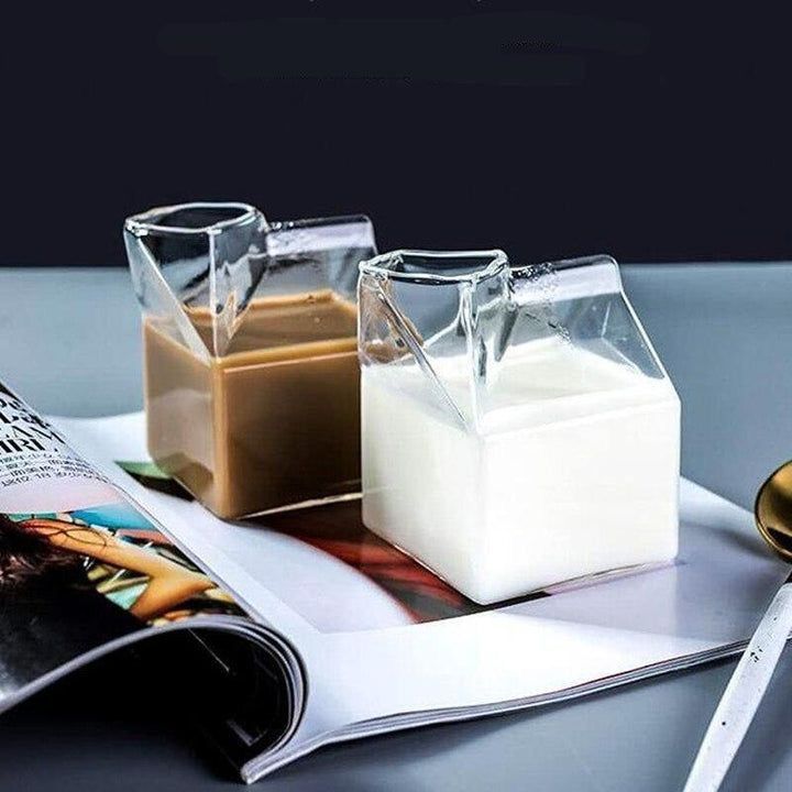 Recipiente de vidrio con forma de caja de leche - Dressygt