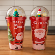 Vaso navideño con tapa de globo de nieve