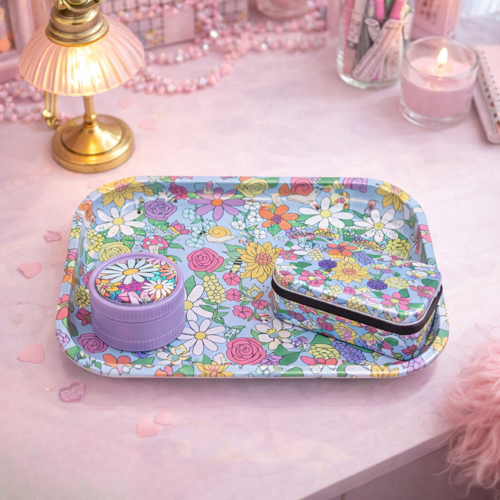 Set de 3 accesorios con bandeja, moledor y contenedor para fumar - Dressygt