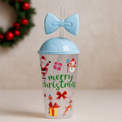 Vaso Navideño con Moño y Popote