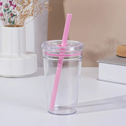 Vaso transparente con pajilla