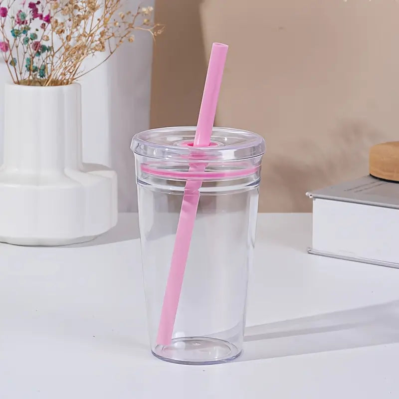 Vaso transparente con pajilla