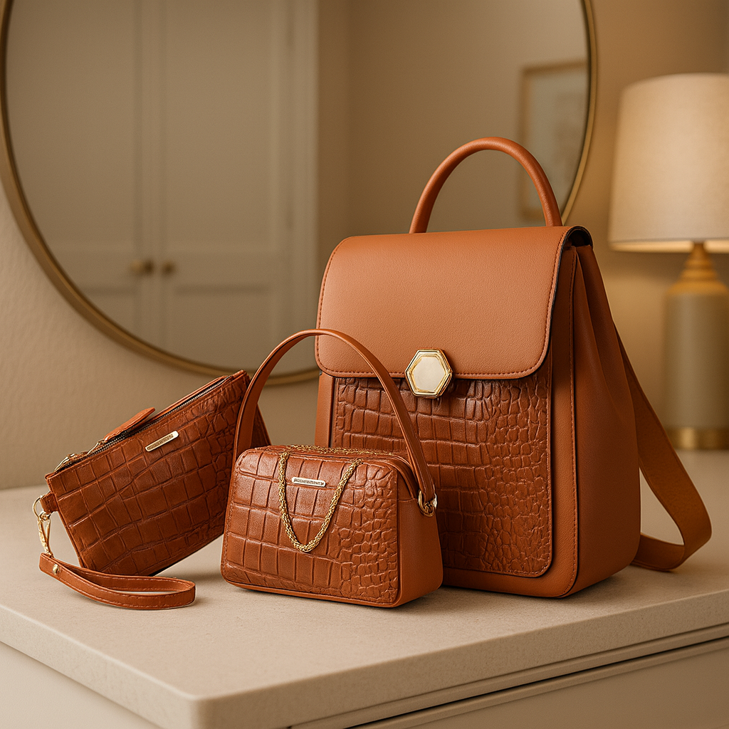 Set de Mochila con bolsos para dama