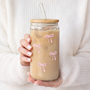 Vaso de vidrio con diseño de moñas - Dressygt