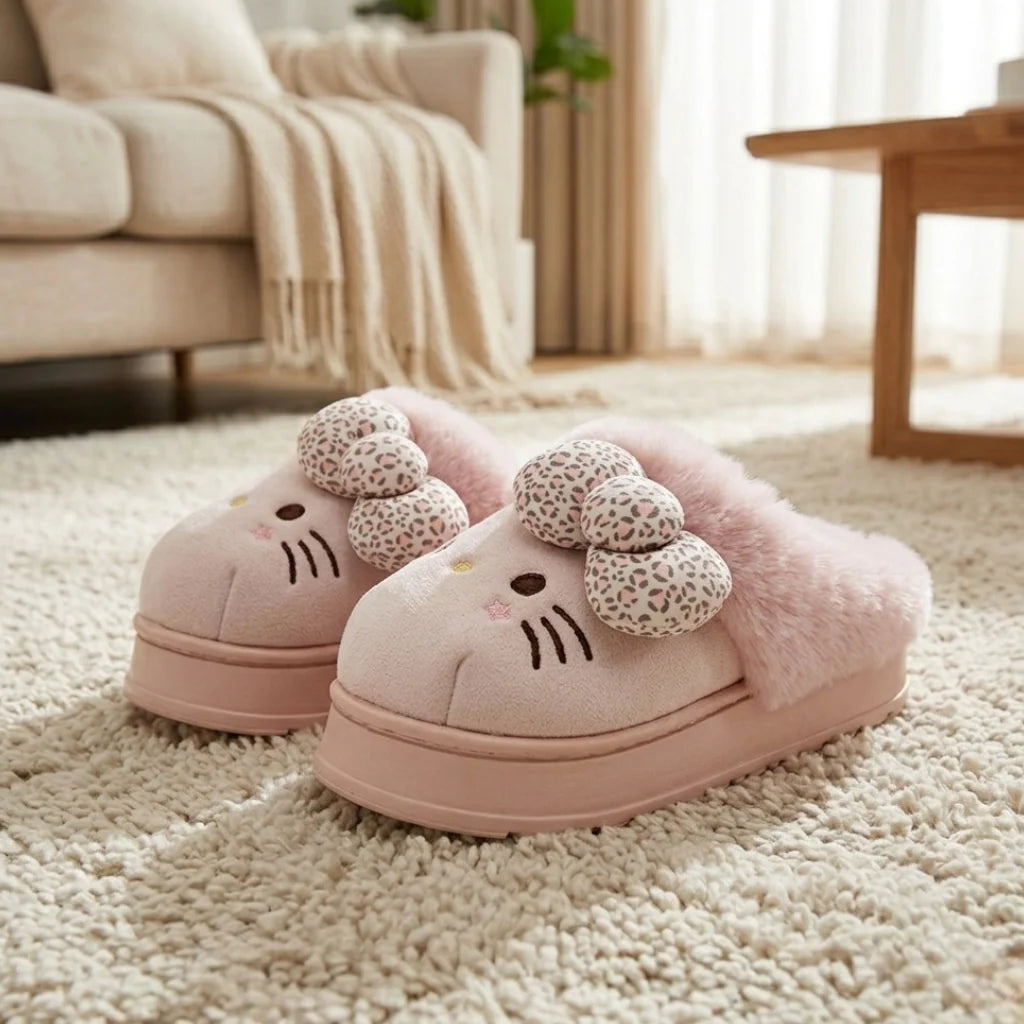 Pantuflas afelpadas con diseño de Hello Kitty
