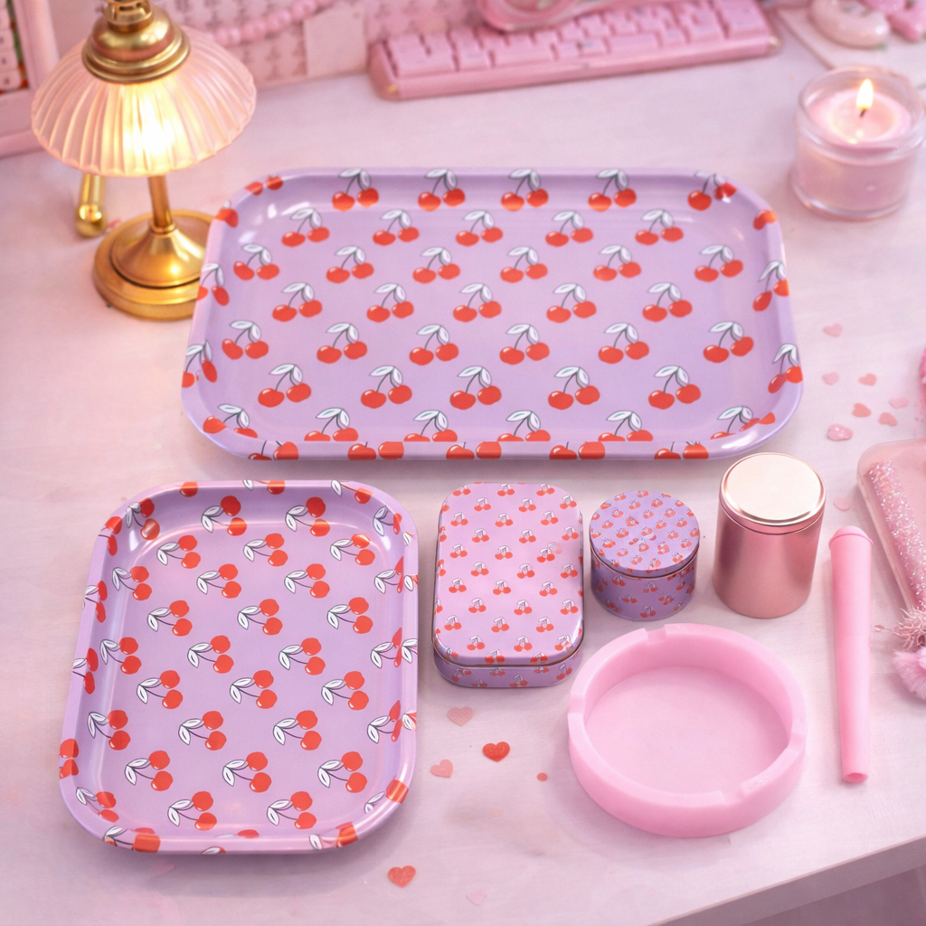 Set de bandejas y accesorios para fumar con diseño de cherry - Dressygt