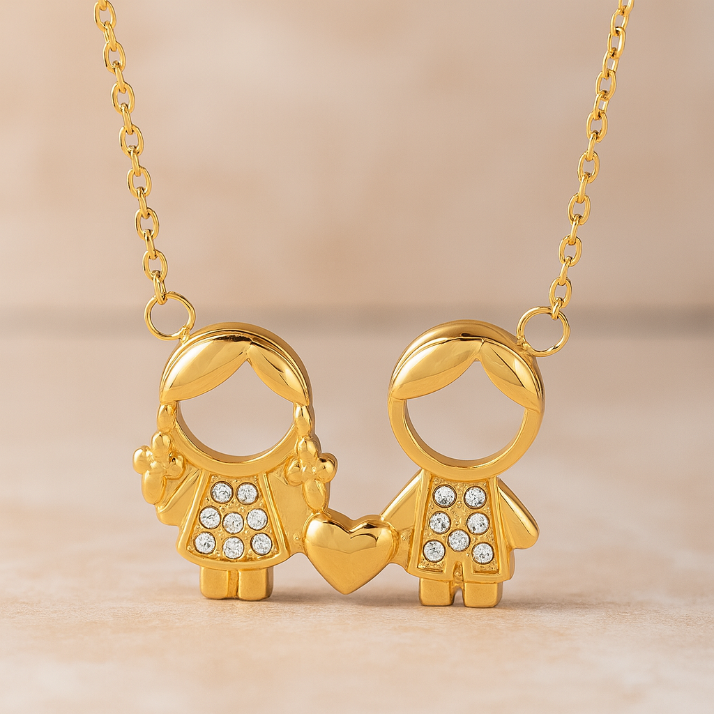 Collar con dije de niños dorado - Dressygt