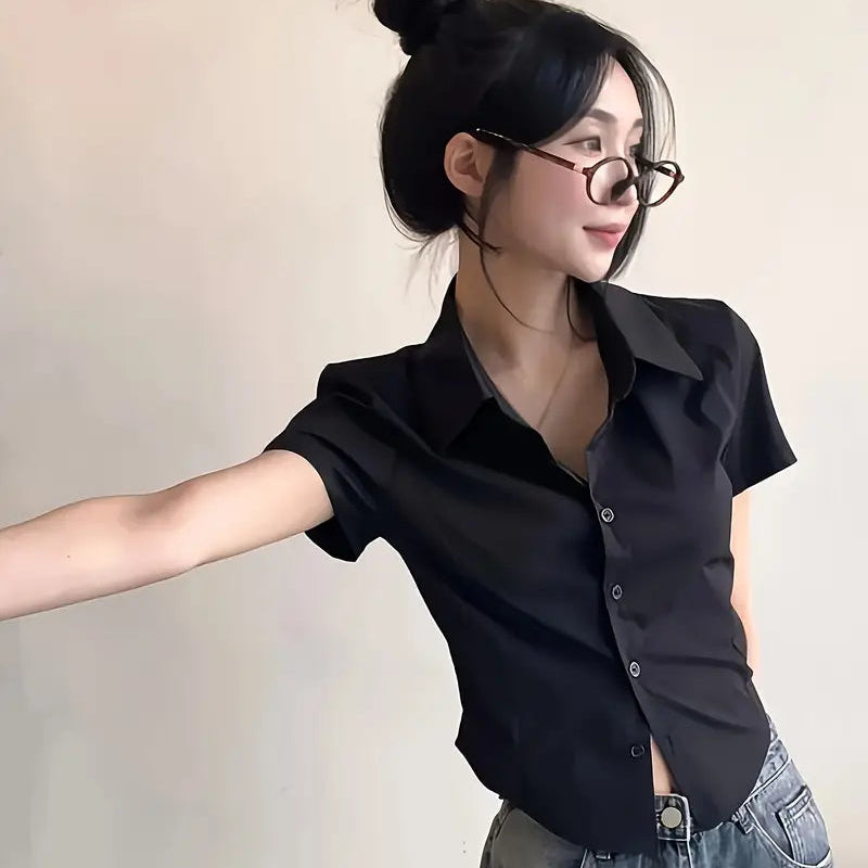 Blusa estilo crop con botones - Dressygt