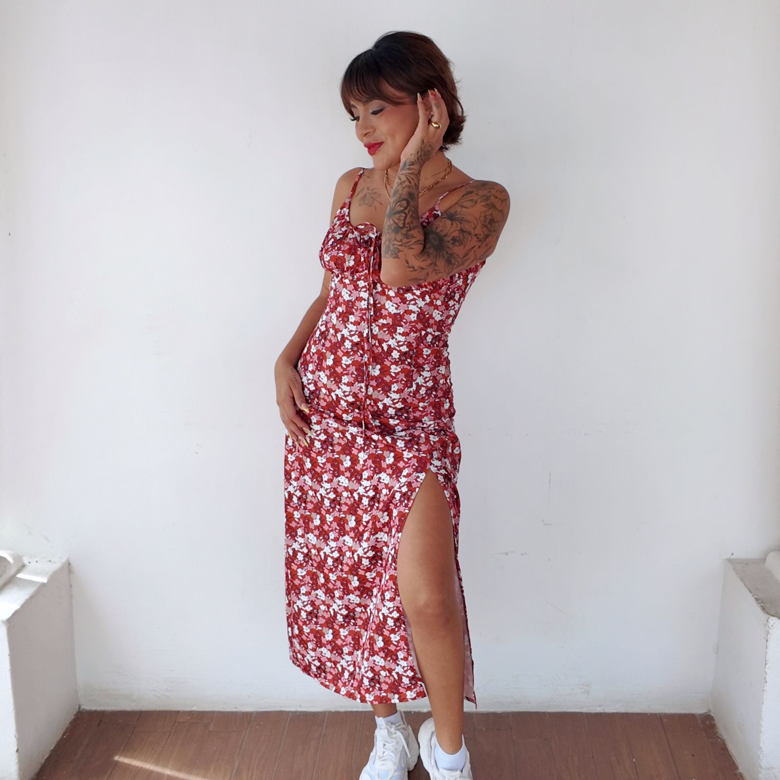 Vestido largo floteado