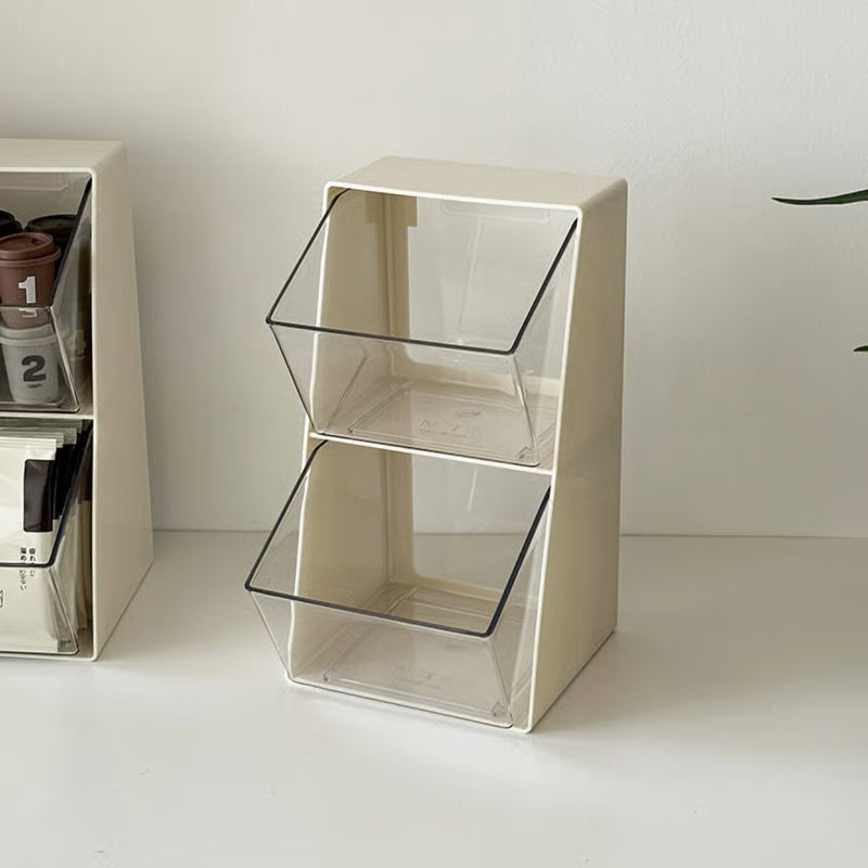 Organizador vertical transparente de 2 compartimentos