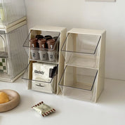 Organizador vertical transparente de 2 compartimentos