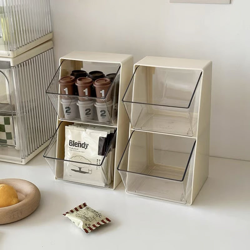 Organizador vertical transparente de 2 compartimentos