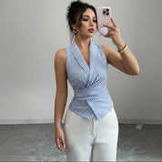 Blusa de rayas con listón en cintura - Dressygt