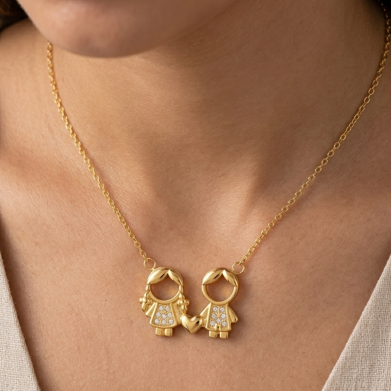 Collar con dije de niños dorado - Dressygt
