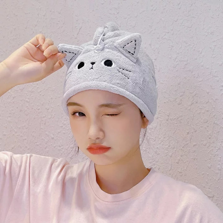 Toalla de cabello con diseño de gatito - Dressygt